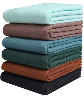 Febfim 6PCS Women Soft Cotton Linen Crinkle Scarves Shawl Fashion Muslin Ladies Priceable Hijab Head Scarf (Color 3)