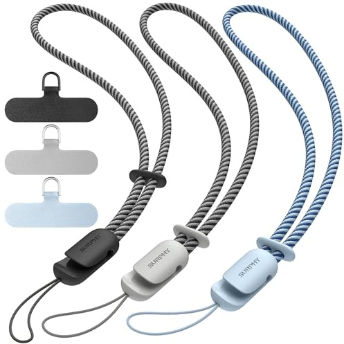 SURPHY 3-pack telefonarmband med mobiltelefonflik, mobiltelefonsnodd, telefonrem med 2-färgsflätad, handledsband