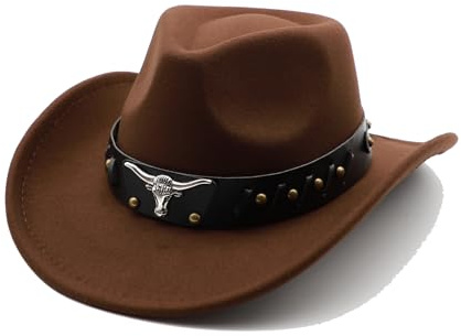 Chapeau Cowboy Femme Chapeau Western Homme Jazz Cowboy Hat Homme (FR/ES, Alpha/Lettres, M, Marron)