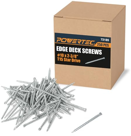 POWERTEC Deck Screws No.10 x 2-3/8, T15 Star Drive, Coated for Outdoor Wood & Composite Decking, 250 Pack (72185)