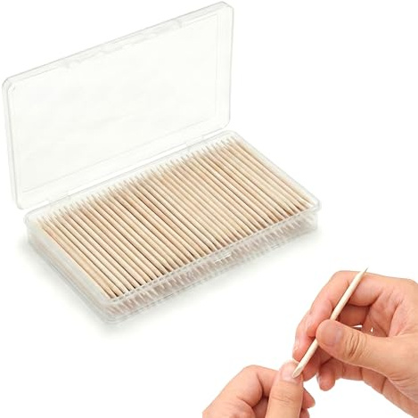 Sun&Beam Nails Wooden Orange Sticks for Nails, Cuticle Pusher & Remover, Double-Ended Nail Sticks for Gel Polish Removal & Nail Care (7.5 cm, 100 pcs)