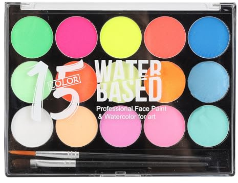 Kids Face Paint Kit 15 Colors Water Based Face Body Painting Palette Washable Makeup Kit for Cosplay Party Halloween 30g (Type B)