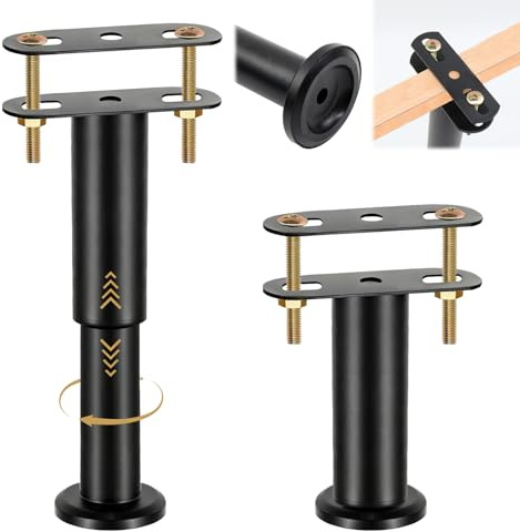 TOKSEO 2 Patas de Cama, 18 – 32 cm, Altura Ajustable, Piezas de Repuesto para Patas de Cama, Barras centrales de Acero con Goma Antideslizante, Patas estables y silenciosas para Muebles