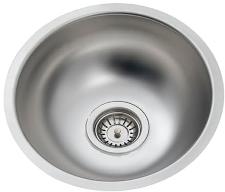 Évier Rond Inox Ø34 cm – Avec Siphon – Évier de Cuisine Sans Trou de Robinet – Évier Camping & Caravane
