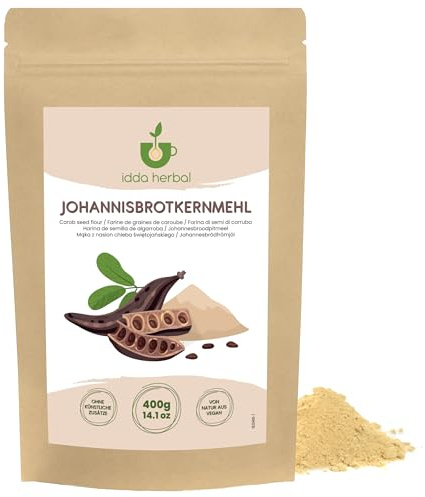 IDDA Herbal Farina di Semi di Carruba 400g, Semi Macinati, Polvere di Carruba come Sostituto dell’Amido