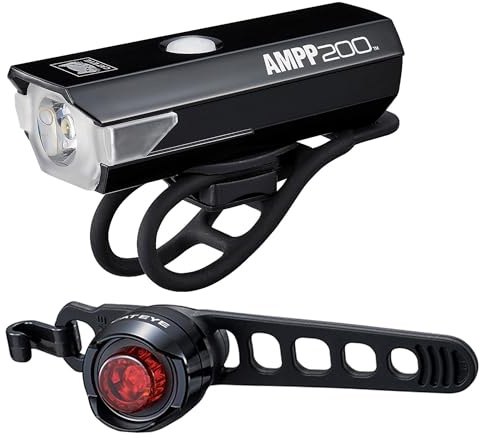 CatEye AMPP 200 / Orb Rechargeable Bike Light Set: Rechargeable Front and Rear Lights for Convenience