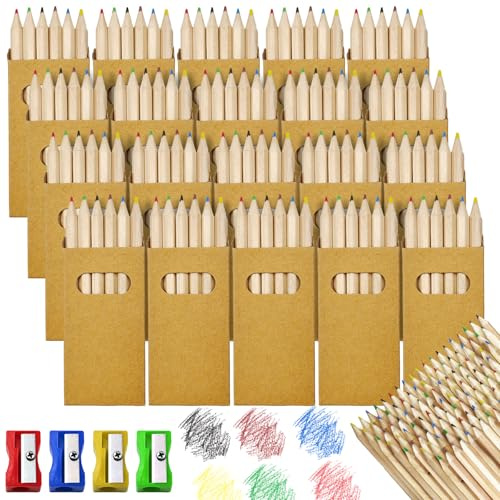 Celepoir 20 Boxes Coloured Pencils Set, 6 Coloured Pencil per Box, 120 Colouring Pencils for Adults & 4 Sharpeners, Mini Colouring Pencil for Adults, Mini Colorpencils for Party Bags, Birthday Gift