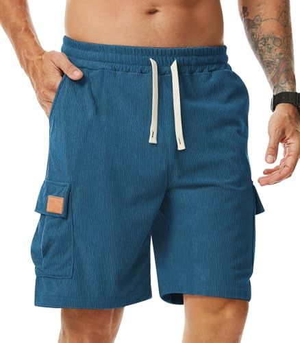 Comilaka mäns vardagliga manchestershorts sommar sport jogging lös passform shorts med fickor