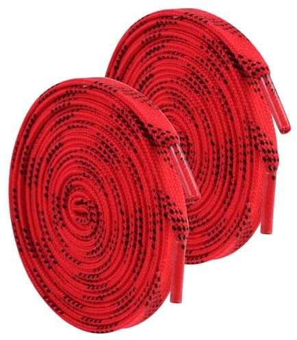 Vidacharmy 1 Pair of Ice Skates Waxed Shoelaces, Flat, Professional Shoelaces for Ice Hockey Professionals, 120 inches - 305 cm, Also for Inline Skates and Roller Shoes (Black), red, One Size