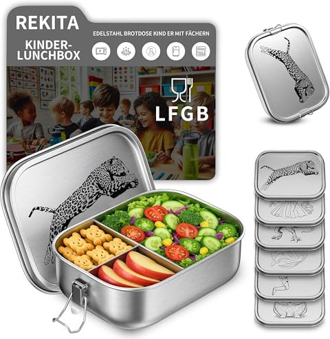 Scatola per il pranzo per bambini in acciaio inox con scomparti, bento box da 850ML, scatola per il pranzo, scatola per il pranzo personalizzata, scatola per la merenda per la scuola, le gite, l'asilo