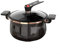Pentola a pressione smaltata, grande capacità, doppio manico, antiaderente, compatibile con piano cottura a induzione e gas, pentola cucina multifunzione, pentola per risotti, stufati, zuppe(7L black)
