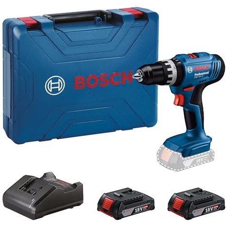 Bosch Professional 18V System Taladro Percutor a Batería GSB 18V-25 (Ø máx. del tornillo 10 mm, incl. 2 GBA 18V 2.0Ah, 1 GAL 18V-20, maletín de transporte)