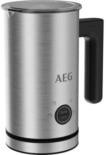 AEG Milchaufschäumer MF5-1-6ST 5000 – Edelstahl, doppelte Funktion, für Latte Macchiato, Cappuccino, Matcha, pflanzliche Milch, PFAS-freie Keramikbeschichtung, 75–150 ml, leicht zu reinigen