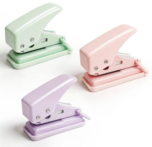 GDFHBD 3 Pieces Of Mini Single-Hole Punch, Compact And Portable, Ring Punch Machine, Suitable For Student Hand-Held Loose-Leaf Books, Document Sorting And Binding.