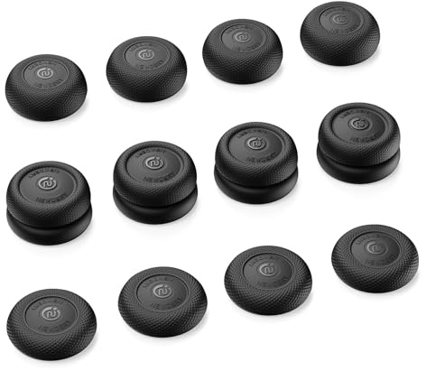 NEWDERY Thumb Grips for PS4/PS5 Controller, 3 Height Options (Low/Mid/High) for Precision & Control, Anti-Slip Silicone Joystick Caps for PlayStation 5/4 Controller, 12-Pack (6 Pairs)