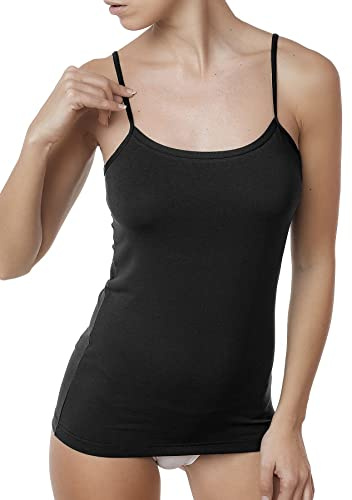 JADEA - Canotta Donna Top Spalla Stretta 4179 in Morbido Cotone Elasticizzato. Colori Disponibili Bianco, Nero, Grigio, Cipria