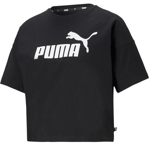 PUMHB|#Puma Ess Cropped Logo Tee Crop Top, Donna, Puma Black, L