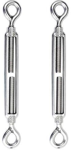 WiMas 2 Stück M10 Verstellbare Spannschlösser Draht Spanner, 304 Edelstahl Spannschloss Augen und Augen Set, Drahtseil OO Spannung