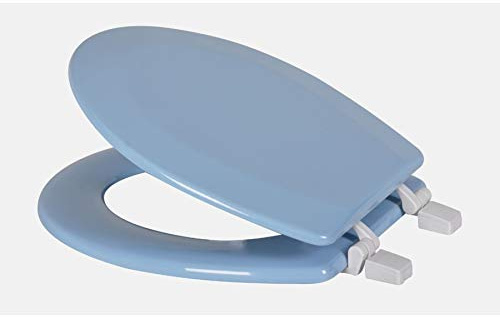 J&V Textiles Round Wooden Toilet Seat With Beveled Edge (Light Blue)*