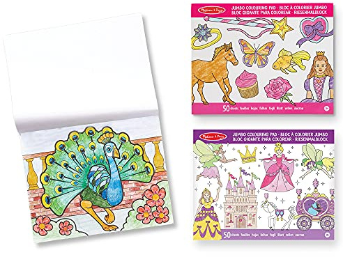 Melissa & Doug 3-pack Jumbo målarböcker - Prinsessor och älvor, Djur och Rosa