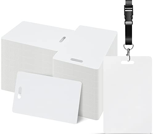 Uzant Paket med 500 vita PVC-kort med vertikal plats på kort sida, CR80 30 mil standardstorlek, tomma plastkort för affärskontor anpassade ID-kort, hallpass, hantverk