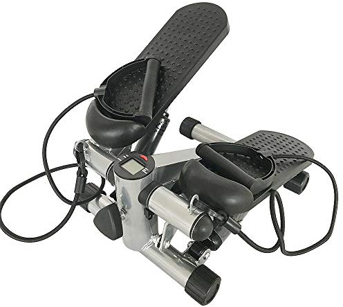 Stepper Fitness Machine Stepper con banda de resistencia, pedales antideslizantes y LCD Monitor, Up-Down Stepper, Stepper Swing (gris negro)