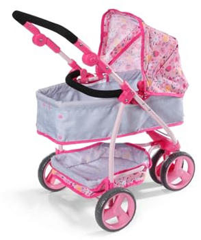 BABY born Deluxe Puppenwagen, Puppenwagen mit Verstellbarer Liege-Fläche und Griff, 834145 Zapf Creation, Rose