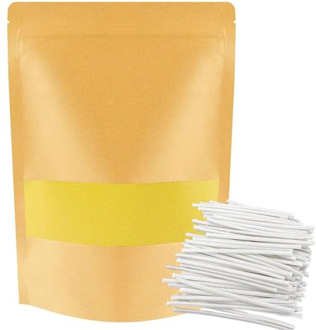 ALLAVA Sable de bougie avec mèche - 1 kg avec 50 mèches de 5 cm - 50 mèches de bougie - Sans base - Granulés de cire pour bougie en cire à faire soi-même - 1 kg - Jaune