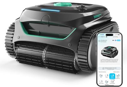 WYBOT C2 Robot Piscine Pareti e Fondo, Senza Fili per Piscine Interrate 150㎡, Doppia Filtrazione, 3 Motori, Aspirazione Potente, Pulizia Pareti & Linea d'Acqua, 180 Min, App(Nero-Verde Verde)