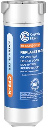 Crystala Filters Water Filter Compatible with XWFE (Built-in CHIP), Replacement for GE XWFE, XWF Refrigerator Water Filter Pack of 1