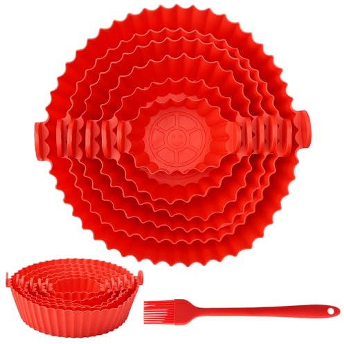 HENGBIRD 6 Pezzi Teglia Silicone Friggitrice Ad Aria, Silicone per Friggitrice Ad Aria, Accessori per friggitrici, Stampi In Silicone per Friggitrice Ad Aria, per Forno e Microonde