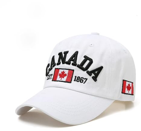 Generisch 2025 Canada Baseball Cap, Canada Day Embroidered Maple Leaf Flag, Adjustable Hat Bicycle Cap Kids, White, One Size