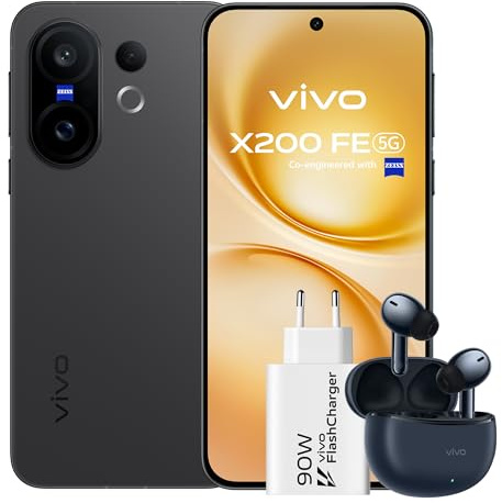 vivo X200 FE Smartphone 5G, Móvil 12 GB + 512 GB, Pantalla LTPO de 6,31” con calibración de Color ZEISS Master, cámara superteleobjetivo ZEISS de 50 MP con IA, Mediatek Dimensity 9300+, 6500 mAh