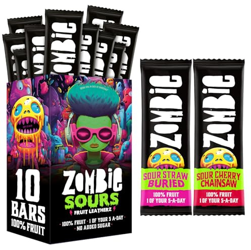 Zombie 100% Fruit Bars, Sour Strawberry & Sour Cherry, 10 x 25g Bars