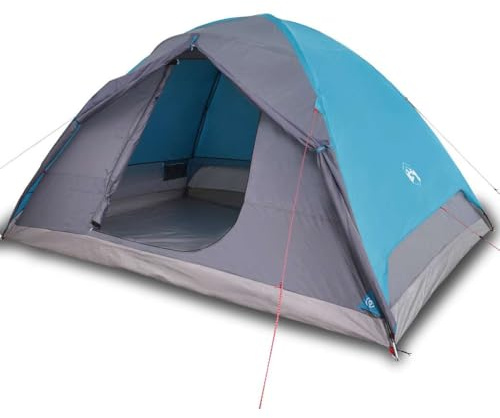Qnhdfrt Tienda de campaña para 6 personas con toldo y bolsa de transporte, poliéster con revestimiento de poliuretano, apertura para cable, 348 x 340 x 190 cm, color azul