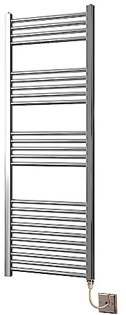 Greened House Chrome Straight Electric Heated Towel Rail 500mm Wide Bathroom Towel Radiator (500mm x 1400mm)