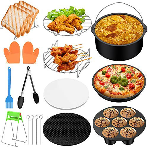 COLFULINE 17 PCS Air Fryer Accessories set, 7 inch General Air Fryer Accessories Kit for Over 3.2 L Air Fryers, Ninja, Philips, Cosori, Tower Airfryer, Deep Fryer Accessories Set Fit All 3.2QT - 7.2QT