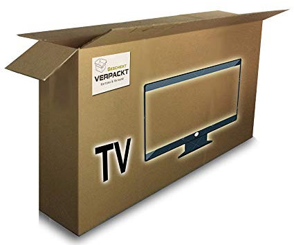 ﻿﻿Geschickt Verpackt TV-Versandkarton bis 70 Zoll - stabiler 2-welliger Karton 1800x250x1000 für Flachbildfernseher & Monitore – 50 kg Traglast, Handgriffe, recycelbar, für Spedition, Made in Germany