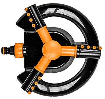 Lawn Sprinkler for Garden Watering - 3-Arm Rotating Sprinkler with Quick-Click Hose Connector, Covers up to 92 sqm - Adjustable Spray Range, Grass Irrigation Tool, Hozelock and Gardena Compatible BO