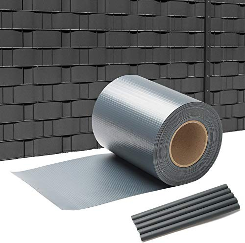 Swanew - Strisce frangivista per recinzioni da giardino a doppia asta, strisce per la privacy, 35 m x 19 cm, con 30 clip, in PVC, stampa su entrambi i lati