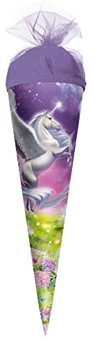 ROTH Geschenk-Schultüte klein Magic Pegasus 22 cm - rund Tüllverschluss - Zuckertüte Schulanfang