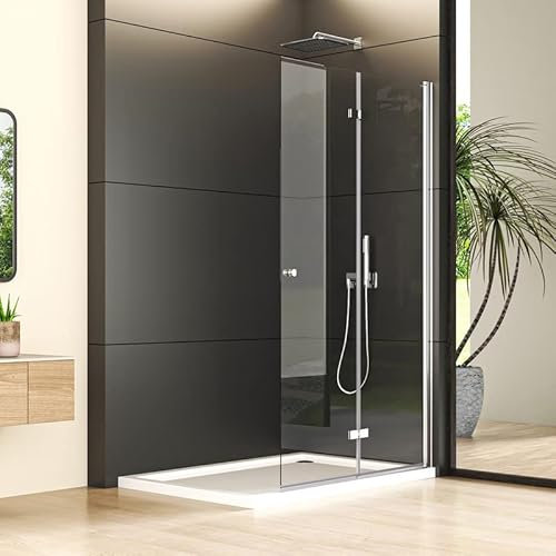Goezes Duschwand Walk in 71x185cm Walk-in Duschwand Falttür Faltbar Drehbar Dusche Duschkabine Walk in Duschabtrennung Duschtrennwand 6mm ESG-Sicherheitsglas Duschtür Dusche