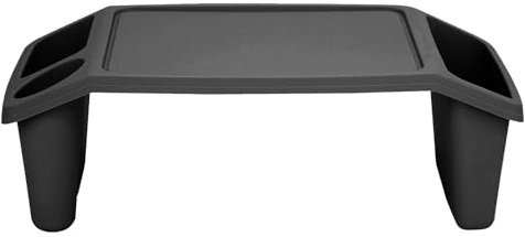 Portable Lap Tray - Multipurpose Laptop Desk TV Tray with Storage Compartments - Lightweight Bed Table for Breakfast & Dinner - Durable Plastic Activity Table for Kids - Black