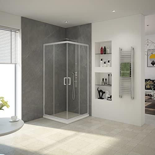 Marwell Hörningång FerMO II 90 x 90 x 195 cm hörndusch med högkvalitativa aluminiumprofiler i krom duschavskiljare med pärleffekt och hängande skjutdörrar för enkel rengöring