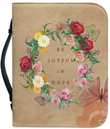 Dajingkj Bibelhülle Mit Reißverschluss Damen Bible Covers für Mädchen Blumen Leder Bibelhülle Klein Bibeltasche Bibel Buchumschlag Tasche Bibel Buch Kirche Henkeltaschen