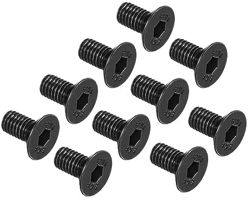 QUARKZMAN M5 x 10mm Esagonale Incassato Piatto Testa Svasata Viti x 50pz 10.9 Lega Acciaio Presa Testa Cappuccio Viti Bulloni per Macchine e Mobili, [Nero]