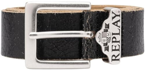 Replay Herren Gürtel aus Leder, Schwarz (Black 0098), 100