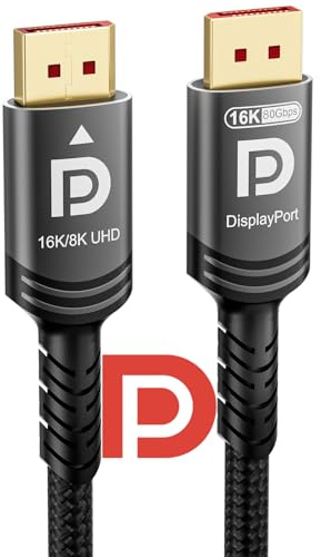 Ubluker 80Gbps DisplayPort 2.1 Cable 1M, Certified DP to DP Cord 4K 540Hz 360Hz 240Hz 165Hz 120Hz 16K 8K 240Hz Ultra High Bit Rate UHBR20 DSC1.2a Ryzen 7900X GeForce RTX5090 Laptop PC Monitor