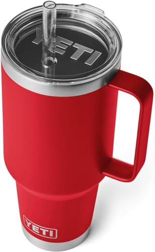 YETI Rambler Straw Mug, Stainless Steel Vacuum Insulated Mug with Stronghold Lid, Rescue Red, 42 oz (1.2 l)