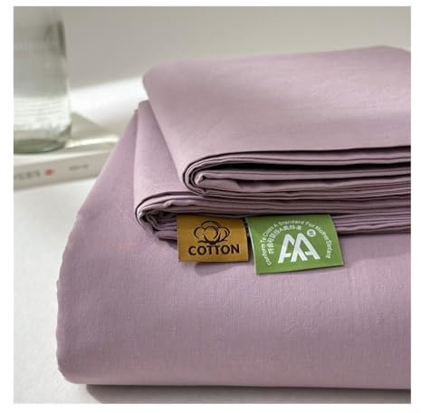 Bettlaken ohne Gummizug Betttuch Haustuch Flaches Laken Weich 100% Gewaschener Baumwolle ohne Gummizug Bequem und Atmungsaktiv(Purple,270x245cm)